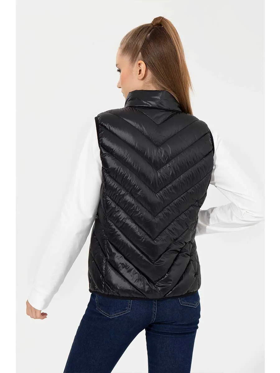 USPA Women Jacket S/L Feather Quilted Black VR046 USPJK135 USPA