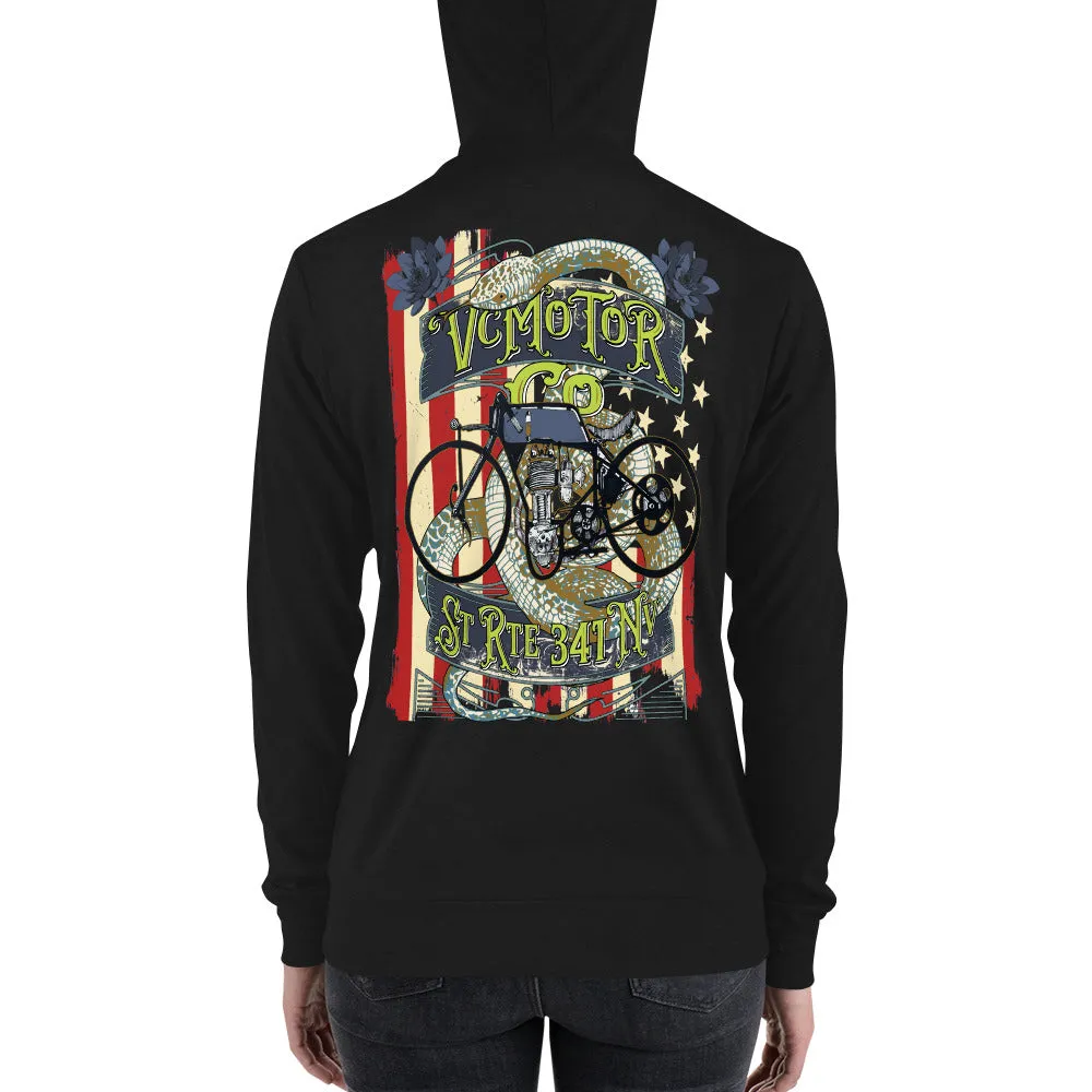 Vintage Bike Tattoo Zip Up Motorcycle Hoodie