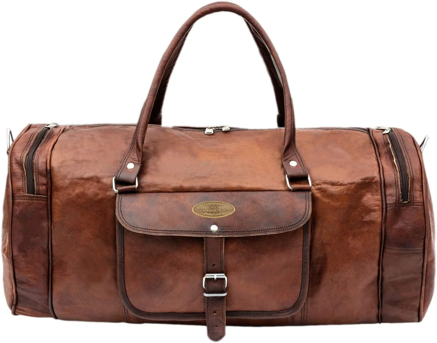 Vintage Brown Leather Duffle Bag