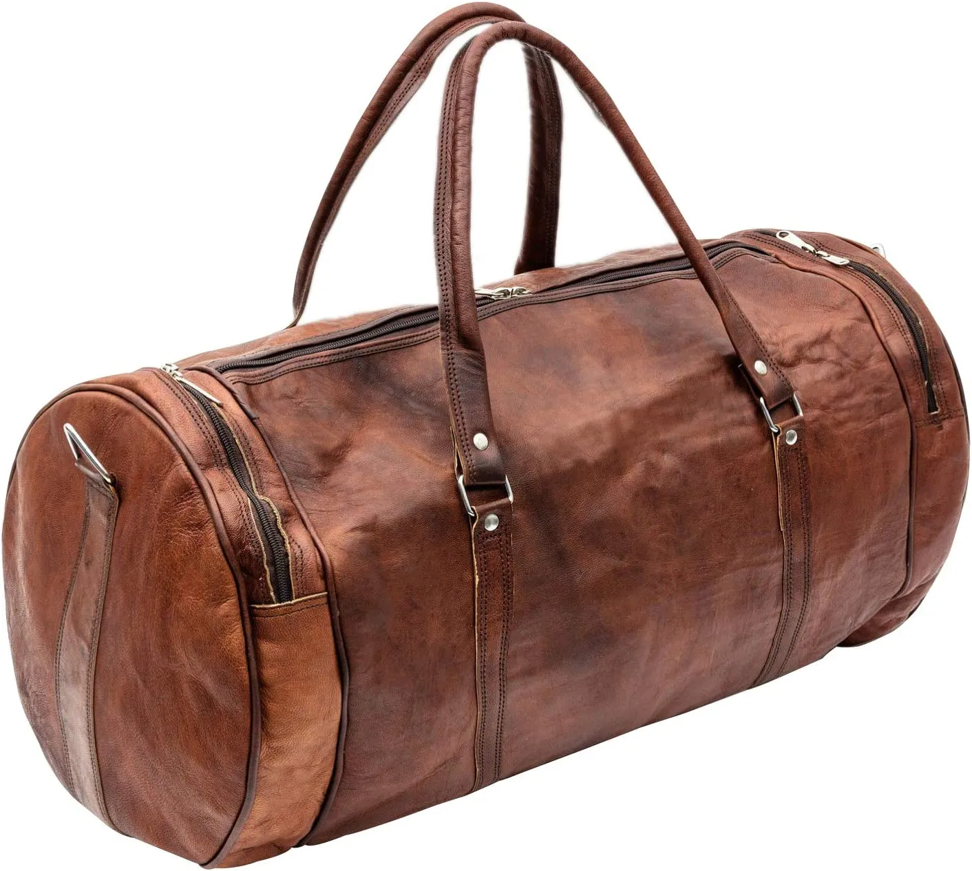 Vintage Brown Leather Duffle Bag