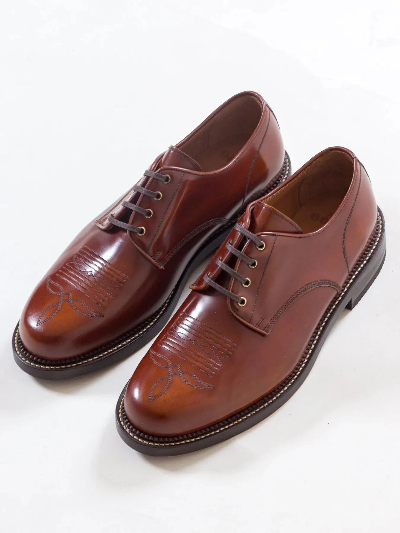 Western Derby, Caramel Highshine - Bright Shoemakers