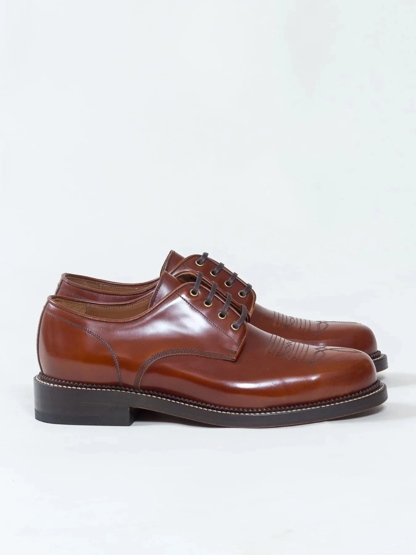 Western Derby, Caramel Highshine - Bright Shoemakers