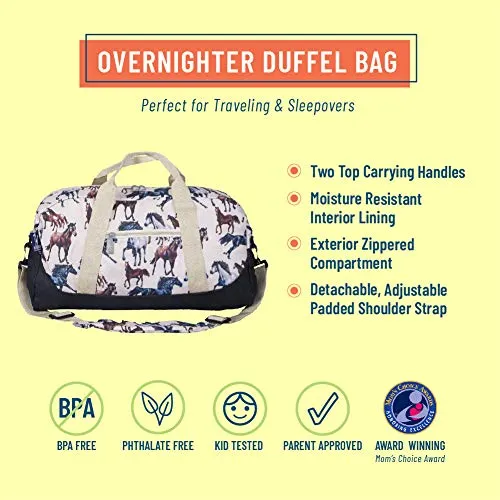 Wildkin Kids Overnighter Duffel Bags for Boys & Girls, Horse Dreams