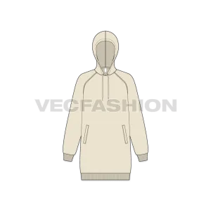 Women's Long Length Raglan Sleeve Hoodie